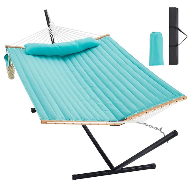 Homgava Two Person Hammock with Stand Heavy Duty, Outdoor Patio Hammock with Portable Steel Stand, Large Double Hammocks,480lbs Capacity.(Aruba)