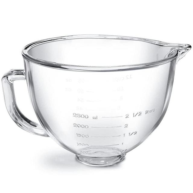 kltchonald Tilt-Head Stand Mixer Glass Bowl, 5 QT,Compatible with Kitchenaid Artisan 5KSM125, 5KSM150, 5KSM175, 5KSM7580, KSM150, RRK150,K45, K45SS, KSM75, KSM90, KSM95, KSM100, KSM103, KSM110