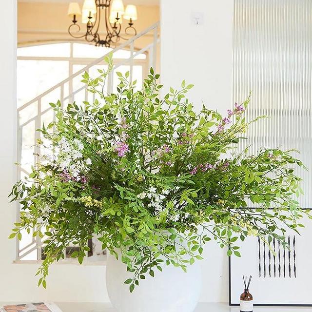 MISSPIIN 12pcs 44inch Fake Flowers Home Decor Faux Greenery Stems Branches for Vase Artificial Flowers for Spring Wedding Table Centerpieces