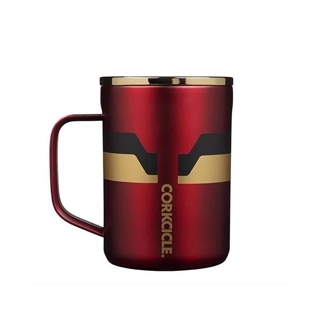 Corkcicle Marvel 16 Ounce Coffee Mug Triple Insulated Stainless Steel Cup with Clear Lid and Silicone Bottom for Hot Drinks, Iron Man