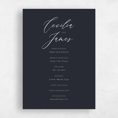 Ebony, Black Wedding Program - Seville