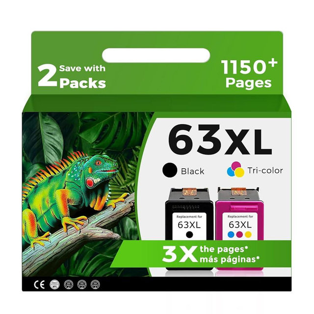 Relcolor 63XL Ink Cartridges Replacement for HP 63 XL Black Color Combo Pack for HP63 HP63XL for 4650 3830 5255 4520 5258 3630 4652 4655 5200 4512 3632 5252 2132 1112 3631 2130 4510 3634 3833 Printer