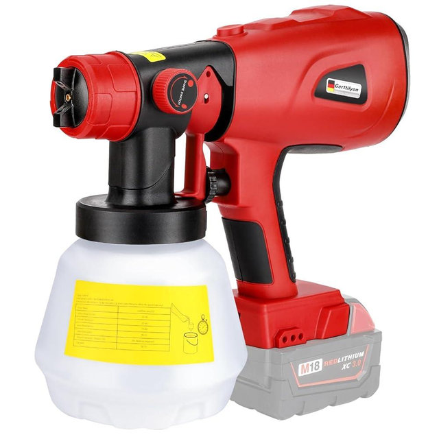Gerttilyon Cordless Paint Sprayer for Milwaukee 18V Lithium Batteries,Convenient Handheld Paint Gun for Countless Painting Projects - HVLP Spray (Battery not Included)