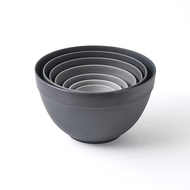 Bamboozle Nesting Bowls Set – Grey Color | Mixing Bowl Set for Serving, Baking, Made of Sustainable Bamboo Fiber | 7 Piece