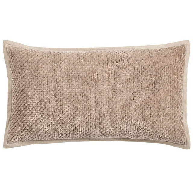Cross Stitch Velvet Quilted Sham, Light Mocha, King