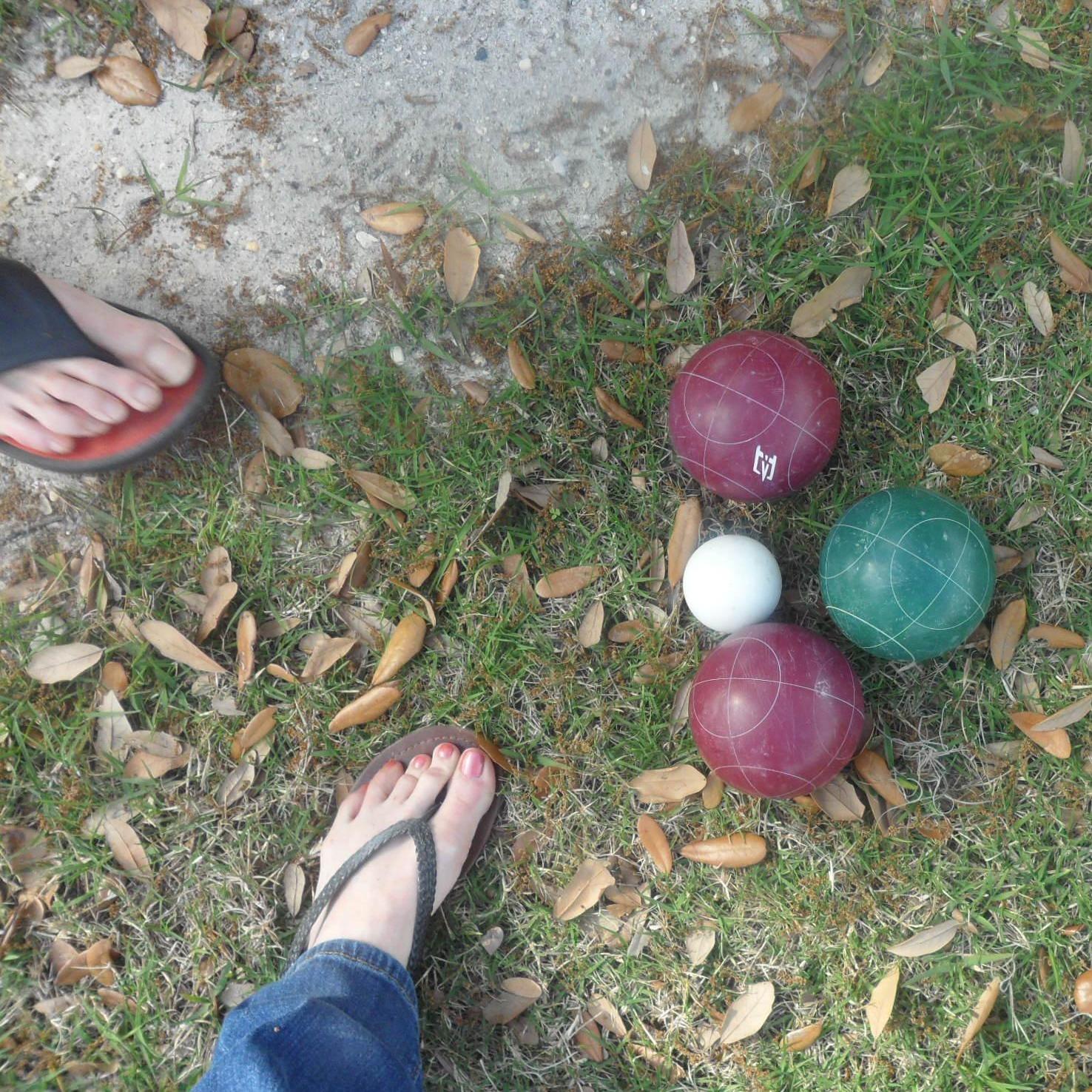 Bocce on the Bayou. I'm pretty sure Doug was green.