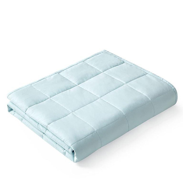 YnM Weighted Blanket,Heavy 100 Percent Oeko-Tex Certified Cotton Material(Light Blue, 80''x87'' 25lbs), Two Persons(110~190lb) Sharing Use on Queen/King Bed | A Duvet Included