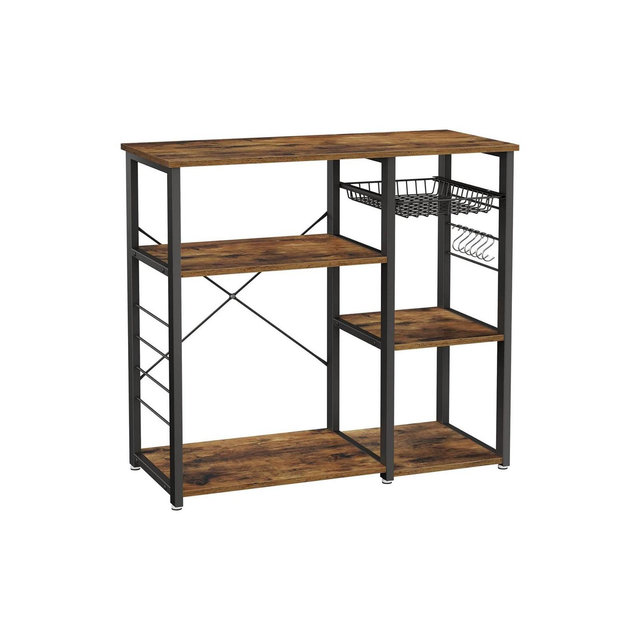 VASAGLE Kitchen Bakers Rack, Coffee Bar, Microwave Oven Stand, 35.4", Rustic Brown
