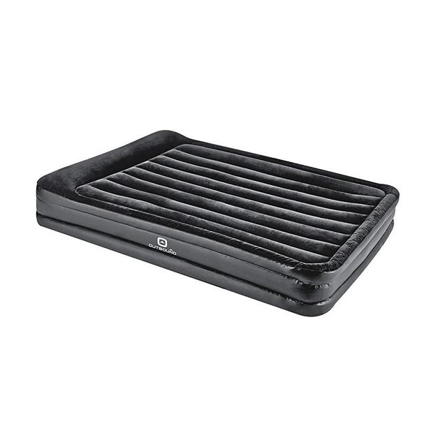 Outbound Double High Twin Air Mattress with Built-in Pillow | Inflatable Mattress Blow Up Bed | Portable Air-Bed for Camping | Repair Patch, Twin & Queen | Black