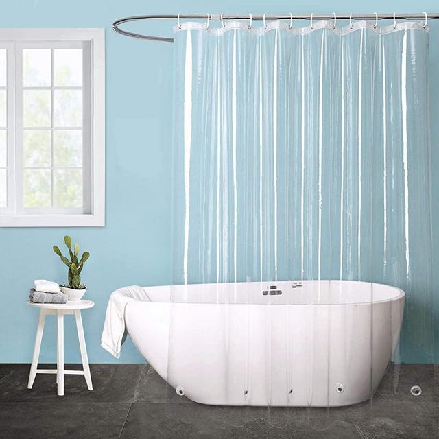 EurCross 9G EVA Clear Extra Long Shower Curtain Liner 72 x 84 inches Long with 5 Magnets, Heavy Duty Weighted Plastic Shower Liner,Transparent Curtain Liner for Shower Bathroom with 12 Metal Grommets