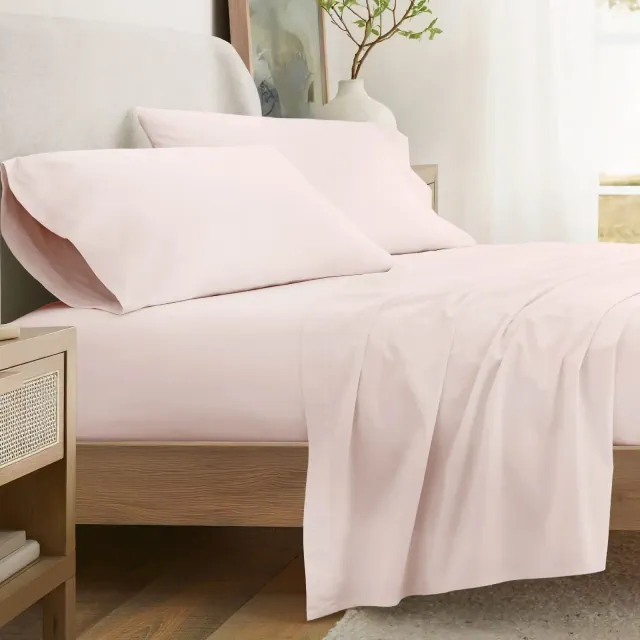 100% Percale Cotton 4PC Sheet Set, Brushed & Pre-Washed Bedding for Softness & Comfort - Becky Cameron, Rose, Queen