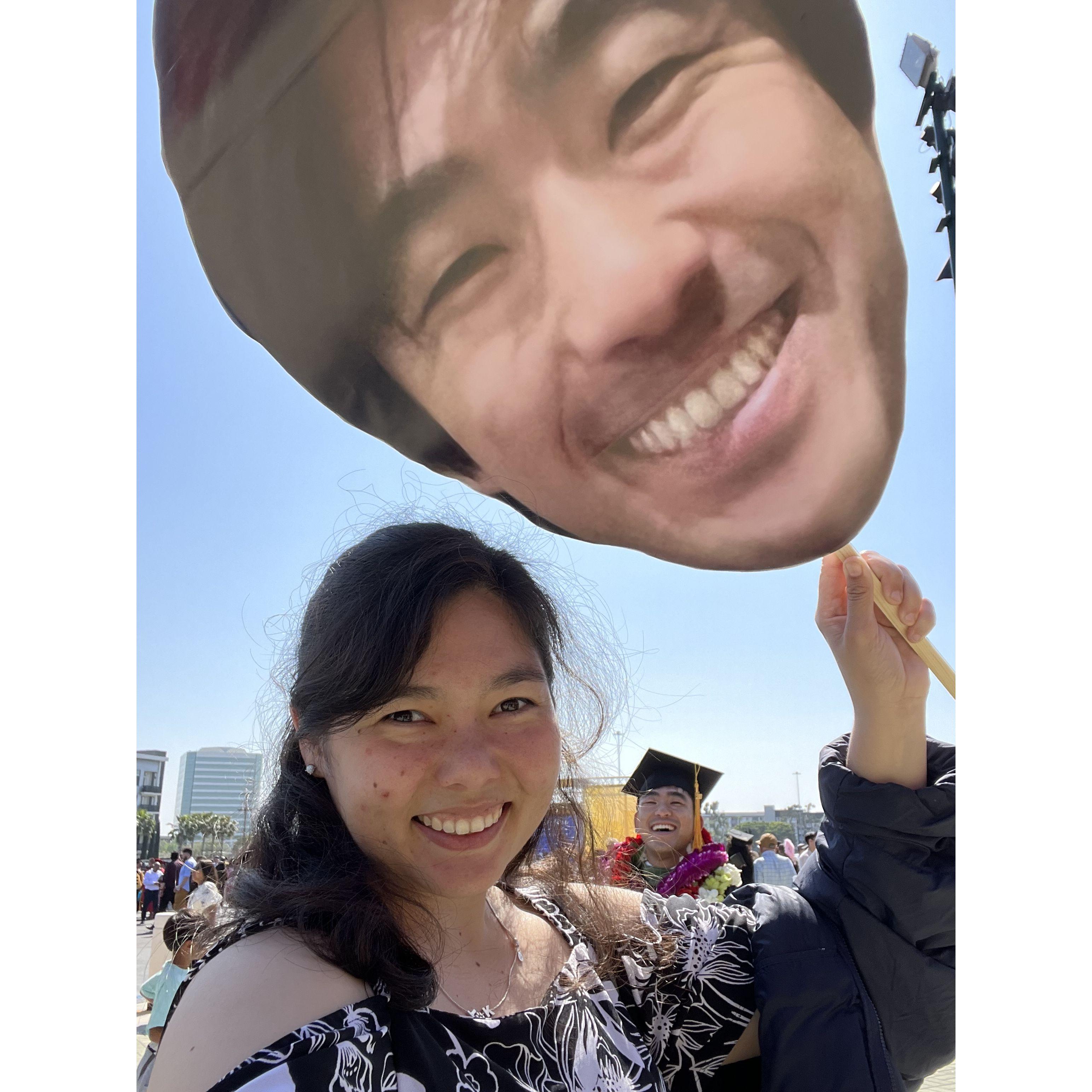Aaron got his Masters Degree, but don't worry, he didn't get a big head about it.