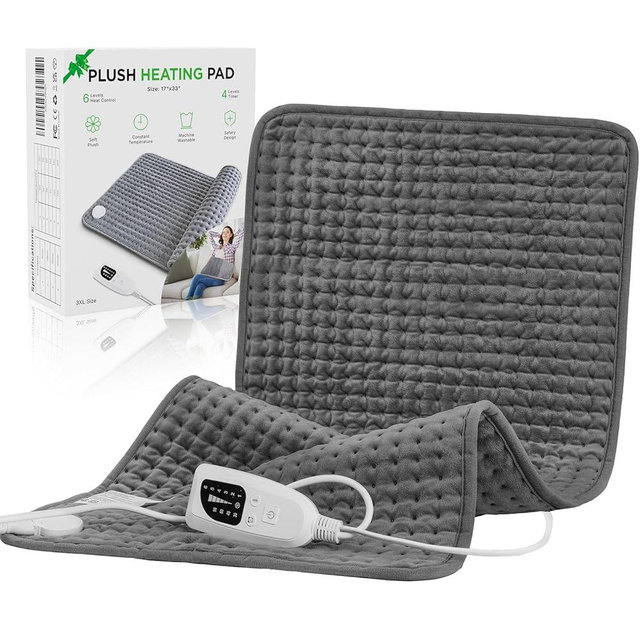 PREDOKS Heating Pad for Period Cramps Back Neck and Shoulders Pain Relief, 17”×33” Large Heated Pad with 4 Level Timing, 6 Level Heat Setting and Auto Shut Off, Christmas Gifts for Women, Men
