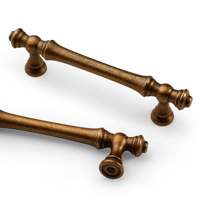 Asidrama 10 Pack 3.75 Inch(96mm) Antique Brass Kitchen Cabinet Handles, Vintage Retro Cabinet Pulls Kitchen Cabinet Hardware for Cupboard Drawer Handles Dresser Pulls