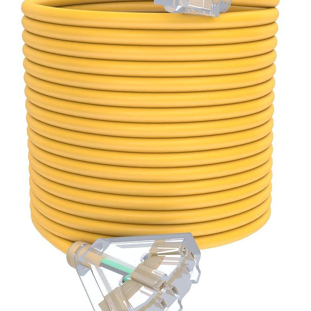 100Ft 12/3 Outdoor Extension Cord with 3-Outlets, Heavy Duty 12 Gauge 3 Prong Extension Cord Waterproof with Lighted end, 15A 12AWG 1875W SJTW, ETL Listed - Great for Garage, Garden and Home, Yellow