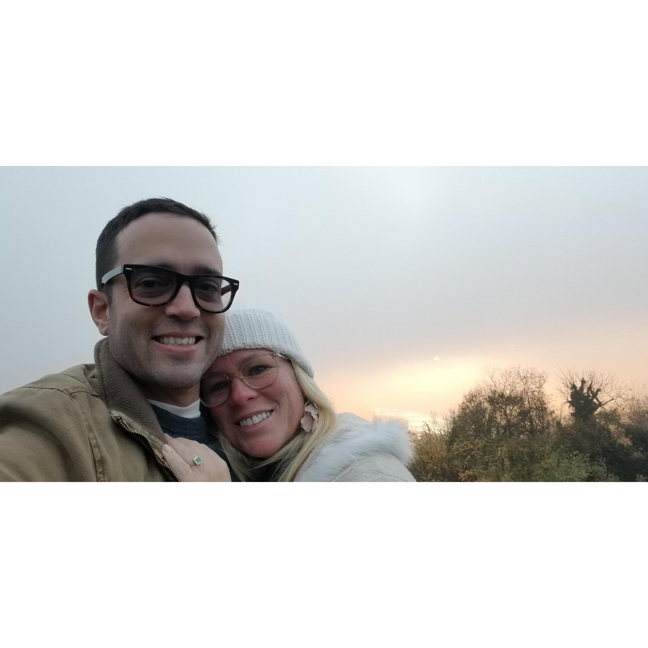 Right after Mike proposed on a sunrise hike in Harper's Ferry,