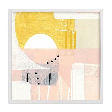 Sunny and Dots, Full Bleed 24x24, White Wood Frame