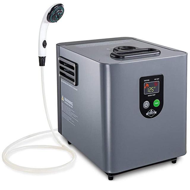 Hike Crew Portable Propane Water Heater & Shower Pump – Compact Outdoor Cleaning & Showering System w/LCD & Auto Safety Shutoff for Instant Hot Water While Camping, Hiking – Carry Case Included