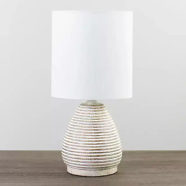 Natural White Stripe Table Lamp