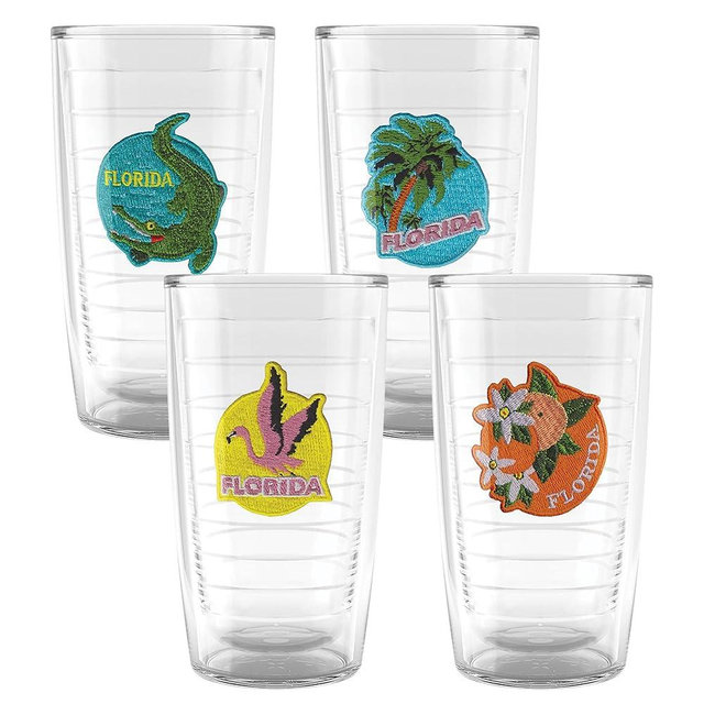 Tervis Vintage Florida Collection Made in USA Double Walled Insulated Tumbler Travel Cup Keeps Drinks Cold & Hot, 16oz - 4pk, Assorted