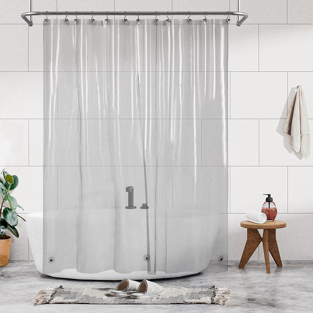 Barossa Design Shower Curtain Liner - Clear Black Premium PEVA Shower Liner with 3 Magnets and Metal Grommets, Waterproof Lightweight Standard Size Shower Curtains for Bathroom - Translucent Black