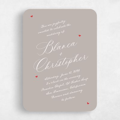 Greige, Brown Wedding Invitation - Estate Portrait