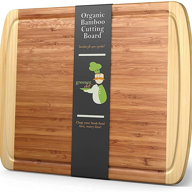 Medium-Large Wood Cutting Board : 14.5 x 11.5 Inches - Bamboo Cutting Boards for Kitchen - Just the Right Size Wooden Chopping Board - Butcher Block