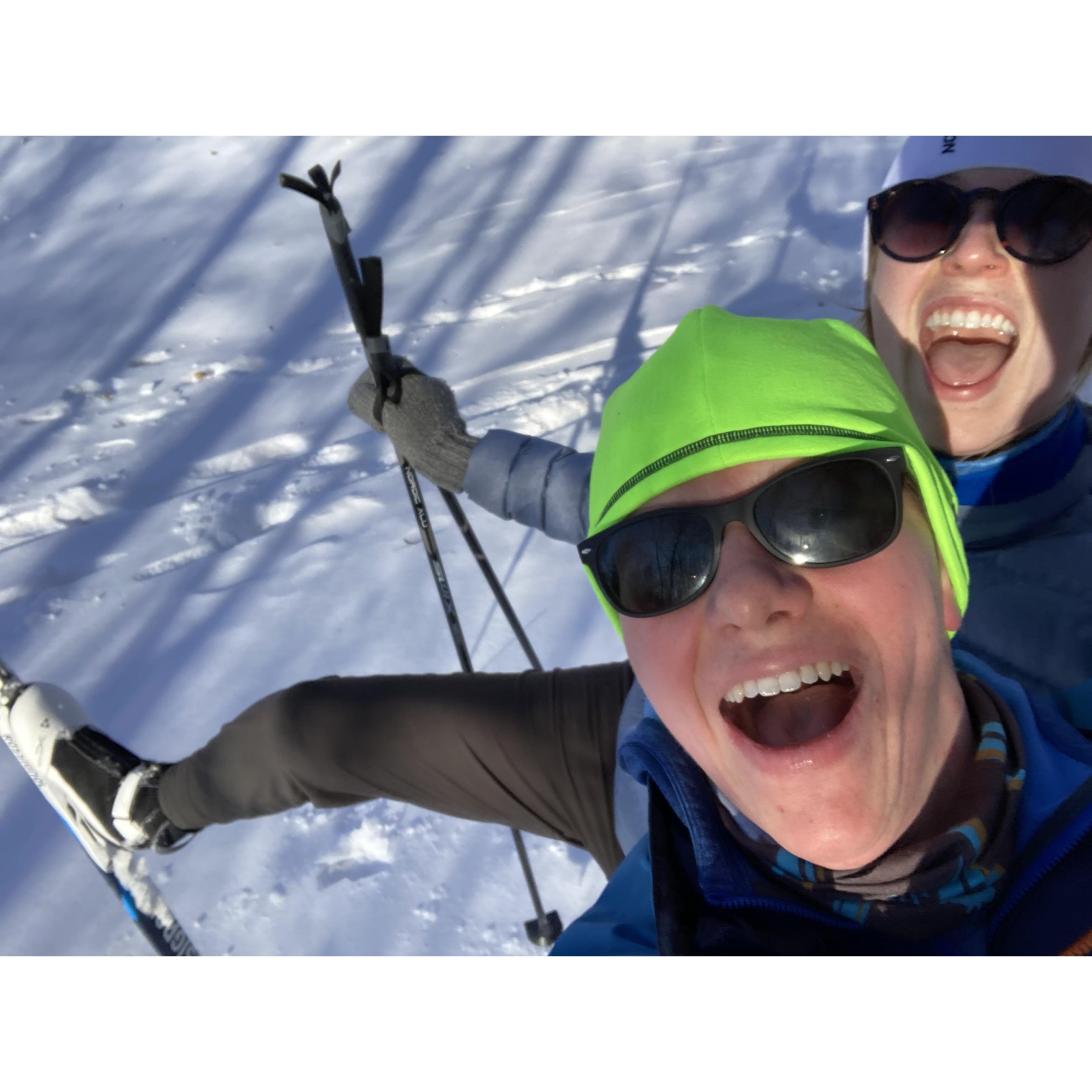 Cross-country skiing is one of our favorite winter past-times. We feel so lucky to live near lakes and trails a plenty to explore on our skis!