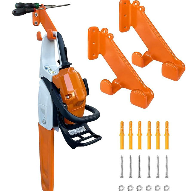 OSROENE Chainsaw Hanger, 2 Pack Chainsaw Wall Mount, Heavy Duty Chainsaw Holder, Garage Organization Garage Storage Shed Organizer Mounted Chainsaw Rack