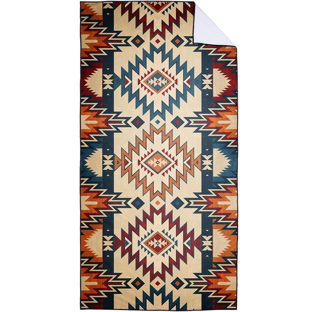 XSMEI Southwestern Aztec Beach Towel Extra Large 36"x72", Native American Geometric Microfiber Towels for Cruise Pool Travel Camping Picnic, Sand Free & Quick Dry, Thin & Lightweight