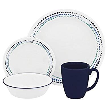 Corelle Livingware 16-Piece Dinnerware Set, Ocean Blues, Service for 4 (1119404)