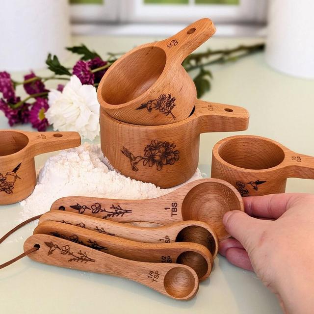 Measuring cups and spoons, Hummingbird, Baking gifts, 70th birthday gift for mom,