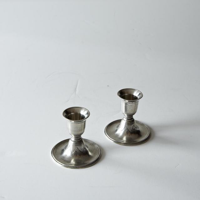 Short Pewter Candlestick, Pair