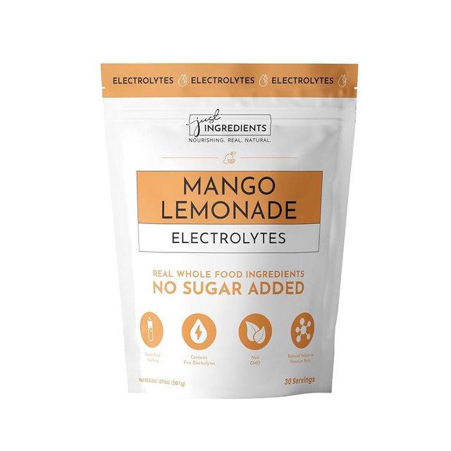 JUST INGREDIENTS Mango Lemonade Electrolyte Drink Mix - Coconut Water, Sea Salt, Trace Minerals - 30 Servings