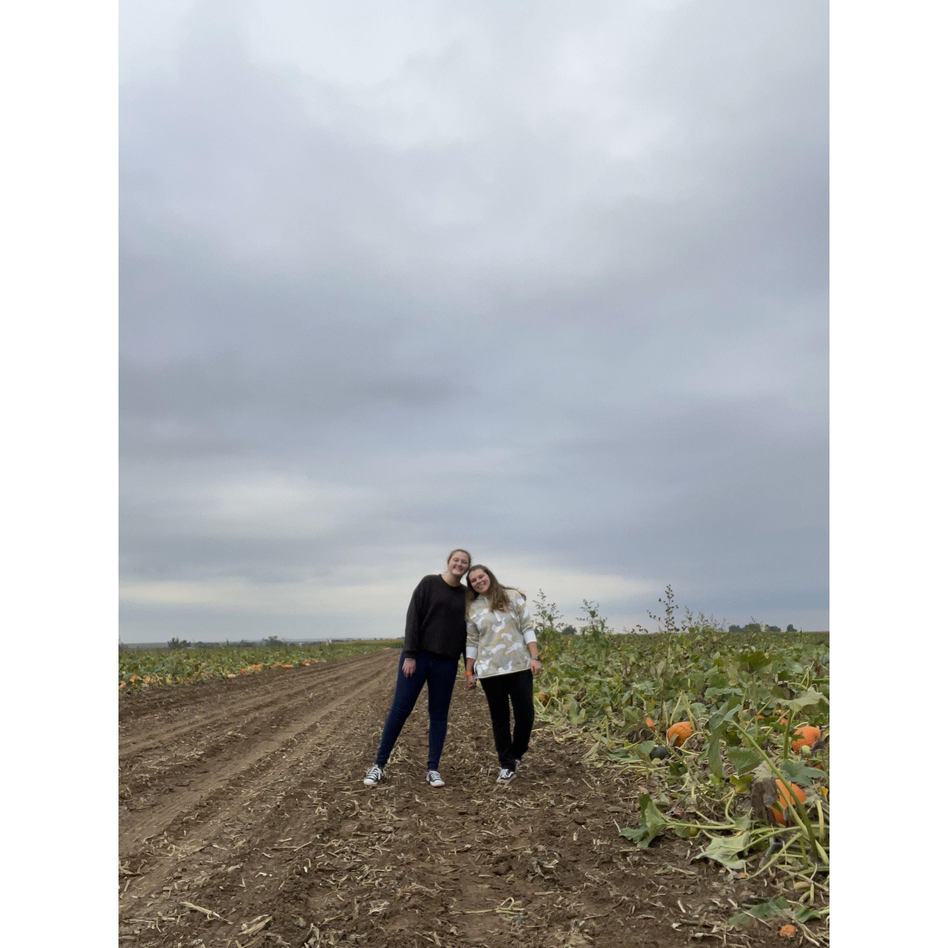 Pumpkin patch adventures prior to Caleigh's proposal to Hannah