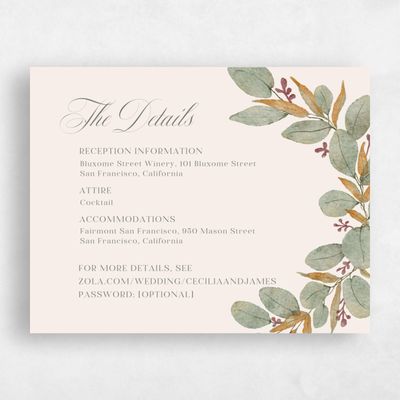 Beige Watercolor Wedding Enclosure - Nutmeg