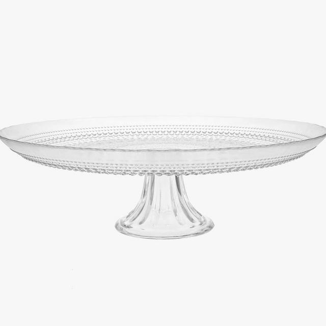 Jupiter Beaded Glass Cake Stand, Tall - Clear