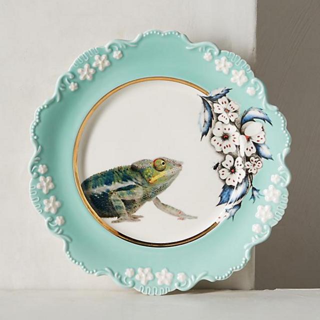 Nature Table Dessert Plate -- Chameleon