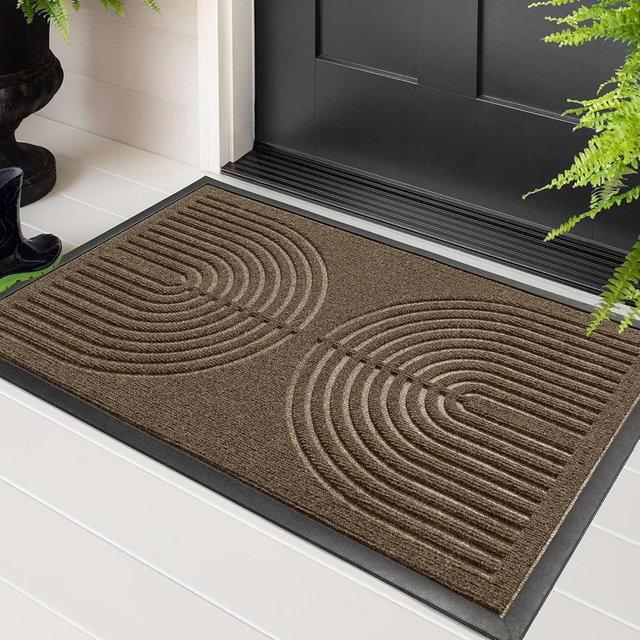 RORA Front Door Mat, Heavy Duty Door Rugs Outside Entrance,Non Slip Welcome Mats Indoor, Natural Rubber Doormat for Entryway, Patio, Garage, Porch, 29.5"x17", Brown