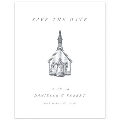 White Simple Wedding Digital Save the Date - Rustic Church Portrait