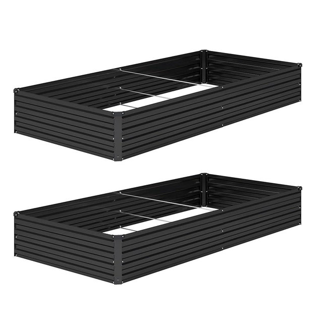 Foxlang 8x4x1ft(2 Pack) Galvanized Raised Garden Bed,Outdoor Planter Box Metal Patio Kit Planting Bed for Vegetables Flowers Herb,Black