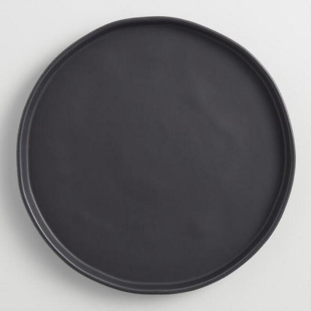 Black Organic Rimmed Dinner Plates, Set of 6