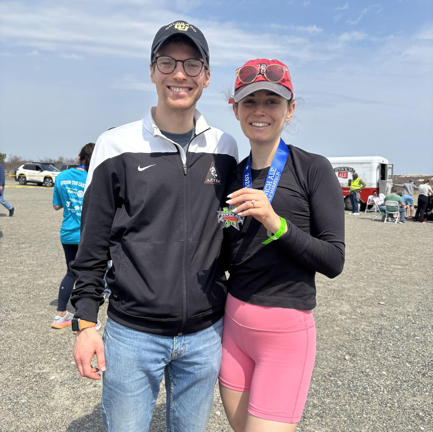 The day after we got engaged, Max, our friends and family cheered on Emma at her third half-marathon in Ipswich, MA.
