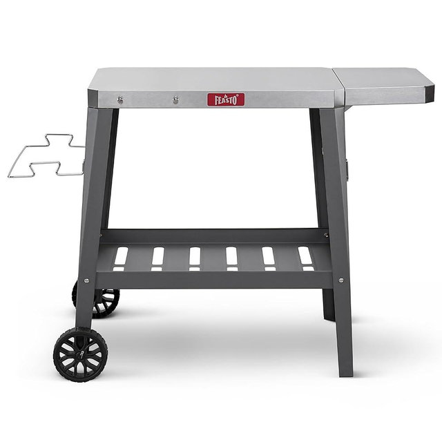 Feasto Outdoor Grill Cart, Pizza Oven Table with Wheels, Stainless Steel Countertop with Foldable Extension Table, Versatile Food Prep Grill Cart for Outdoor BBQ Cooking Gathering