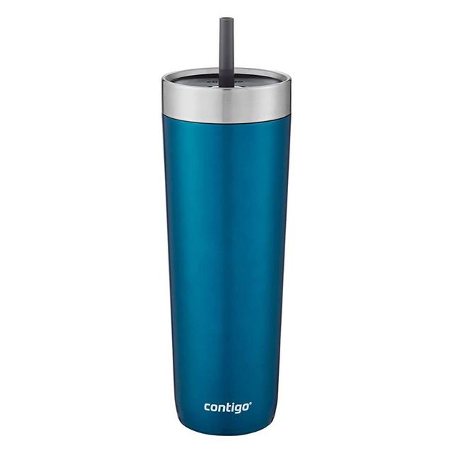 Contigo Luxe Stainless Steel Tumbler with Spill-Proof Lid and Straw | Insulated Travel Tumbler with No-Spill Straw, 24 oz, Biscay Bay,2063129
