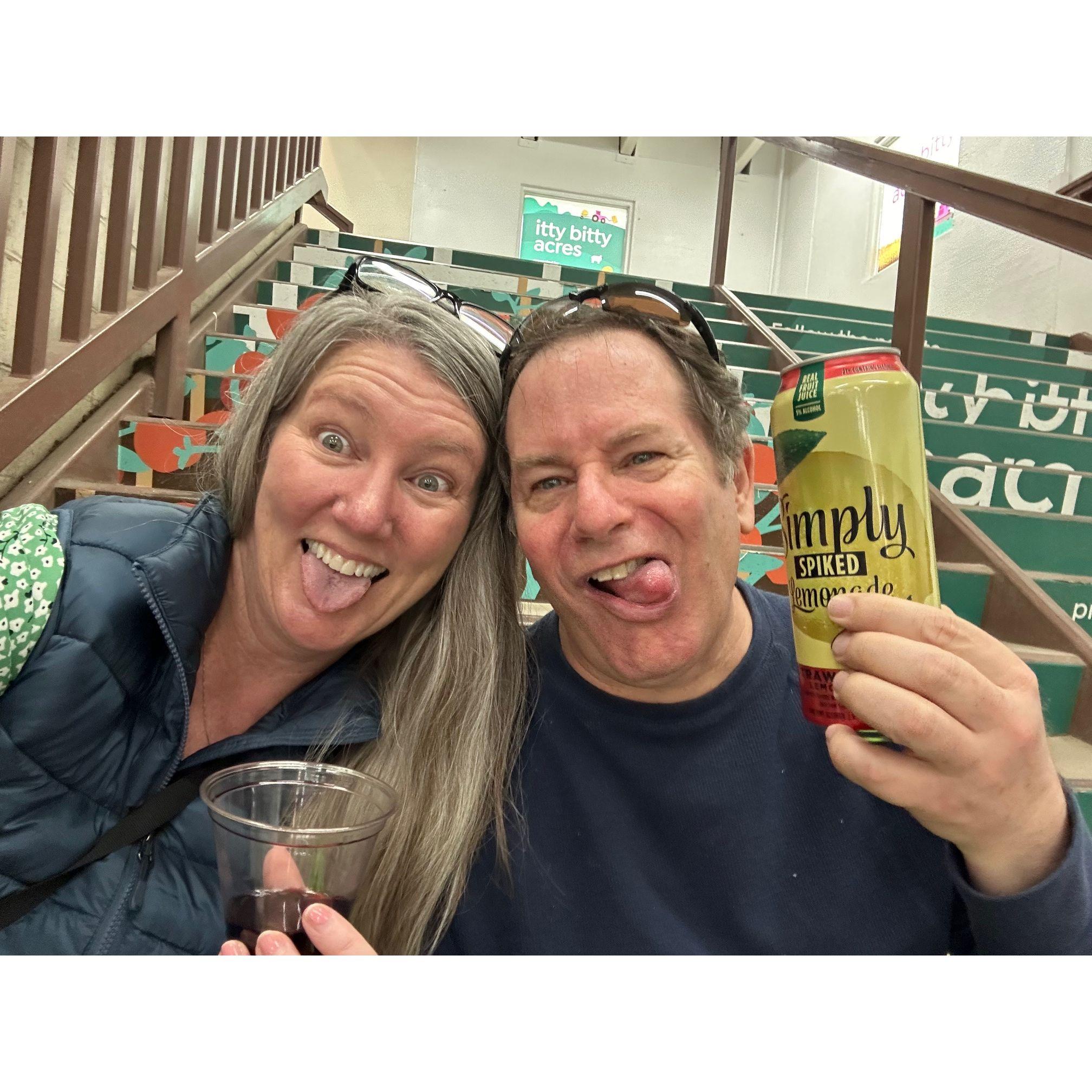 Not sure which one of us is weirder, but we do have fun everywhere we go!