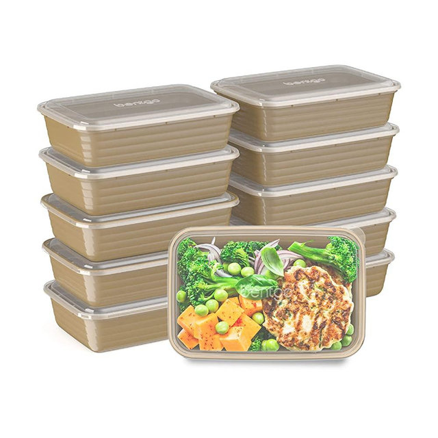 Bentgo Prep 1-Compartment Meal-Prep Containers with Custom-Fit Lids - Microwaveable, Durable, Reusable, BPA-Free, Freezer and Dishwasher Safe Food Storage Containers - 10 Trays & 10 Lids (Gold)