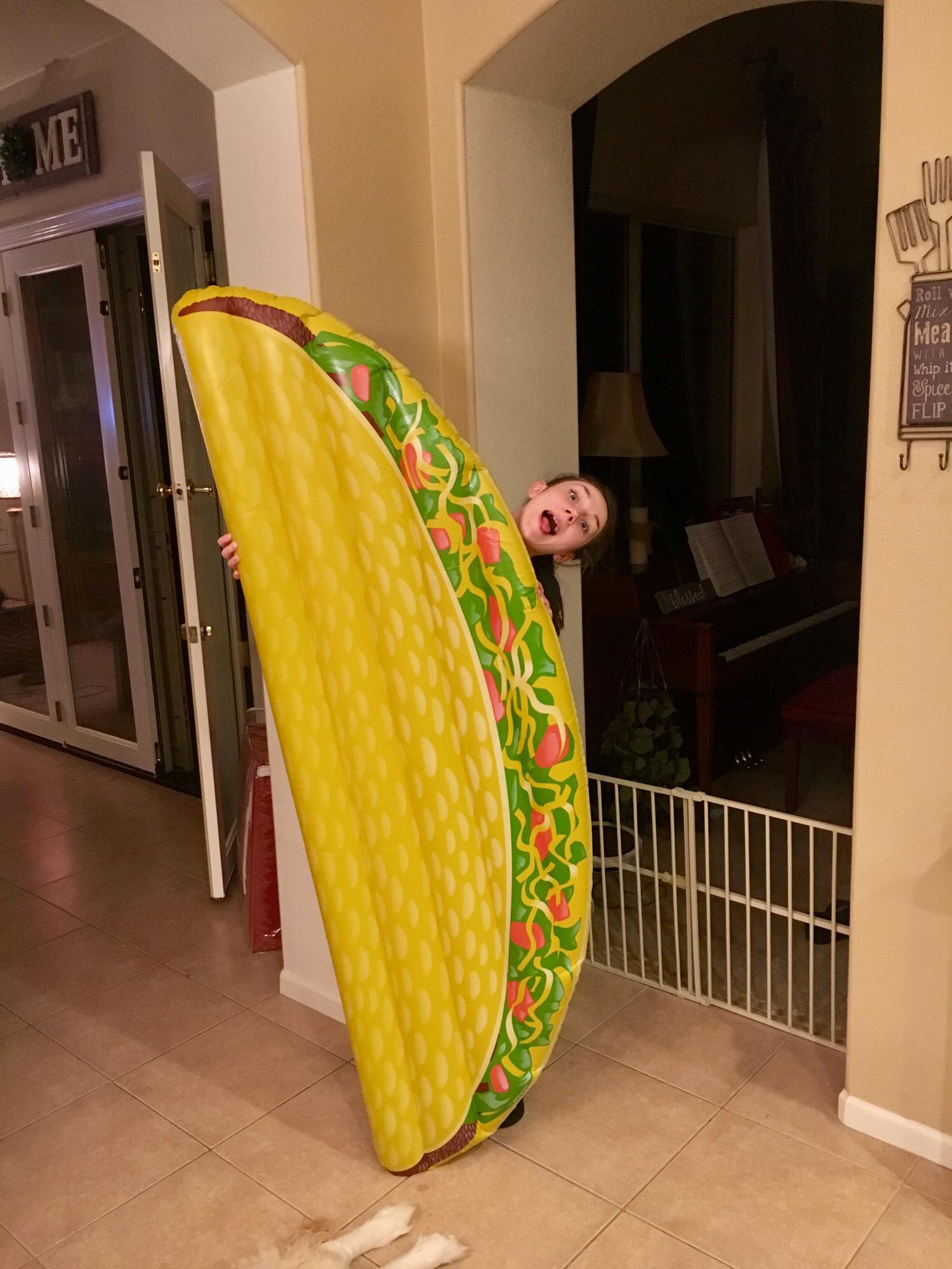 Silly Hannah acting like a taco