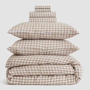 European Linen Deluxe Bedding Bundle - King Cafe Gingham