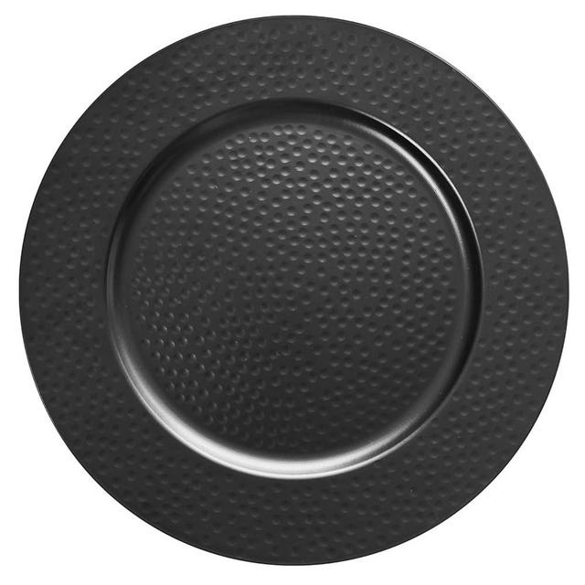 Opexscal 13" Hammered Charger Plates, Black Elegant Dinner Plate Chargers Set of 6, Round Server Ware for Wedding Party Decoration